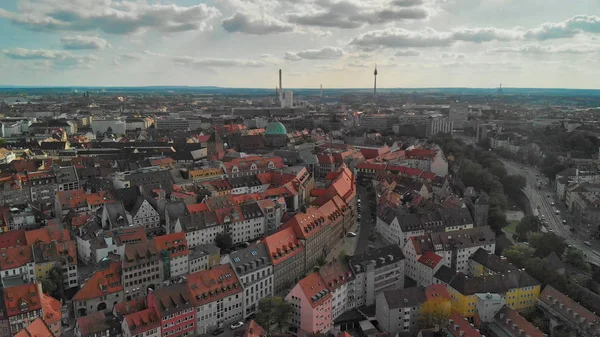 Norimberk, Německo. Drone letecký pohled z vyhlídkových pohledu na — Stock fotografie