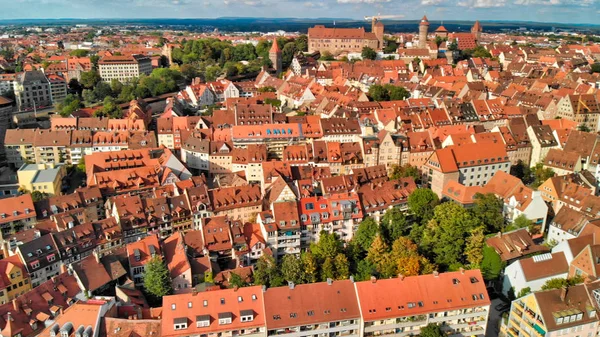 Nürnberg, Németország. Drone légifelvétel kilátás a kilátópontról a — Stock Fotó