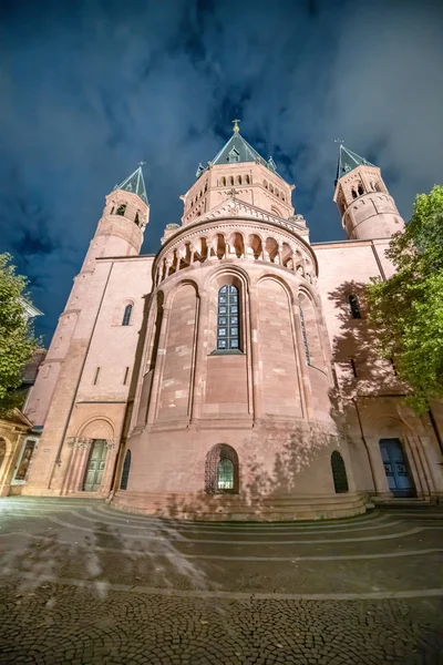Mainzer DOM v noci. Pohled na hlavní město katedrály — Stock fotografie