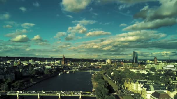 Εναέρια Πλάνα Από Frankfurt Main Skyline — Αρχείο Βίντεο