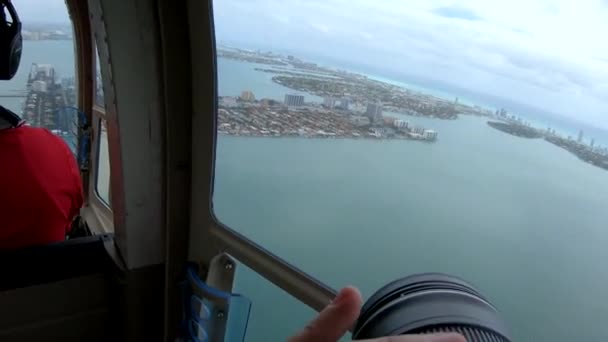 Horizonte Miami Como Visto Interior Helicóptero — Vídeo de Stock