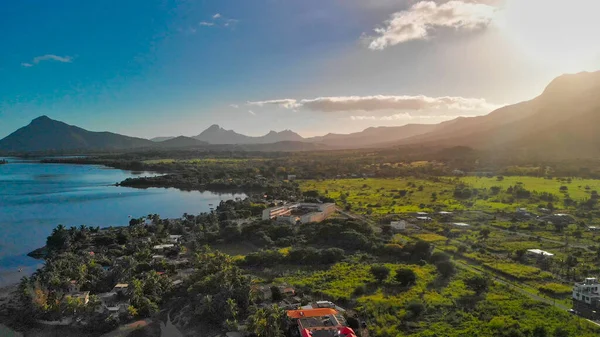 Pemandangan Udara Pantai Morne Dan Pesisir Mauritius Pada Hari Yang — Stok Foto