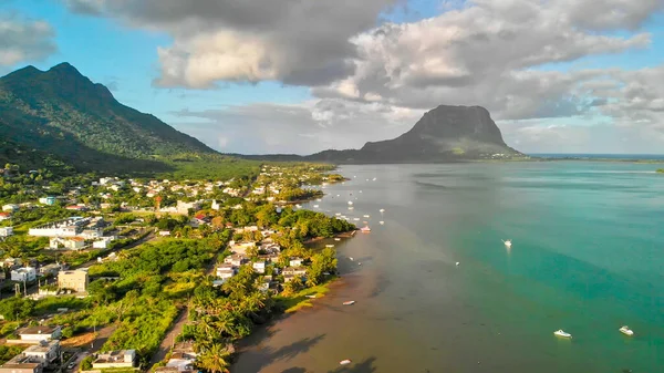 Aerial View Morne Beach Mauritius Coastline Sunny Day — Stock Photo, Image