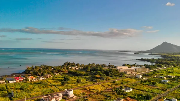 Letecký Pohled Pláž Morne Pobřeží Mauricia Slunečného Dne — Stock fotografie