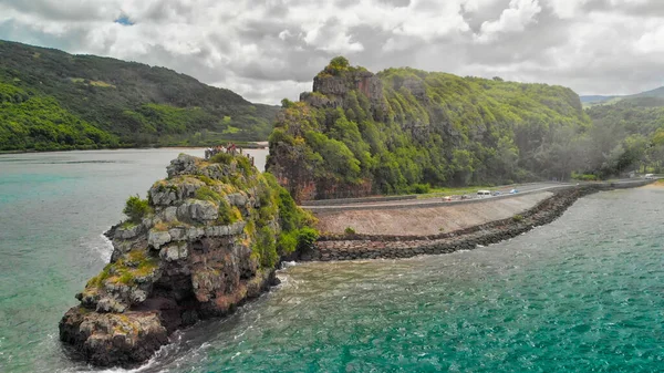 Popular Car Stop Point Captain Matthew Flinders Monument Mauritius Drone — Stock Photo, Image