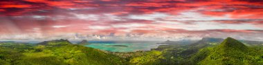 Mauritius Adası, Afrika 'nın inanılmaz panoramik hava manzarası.