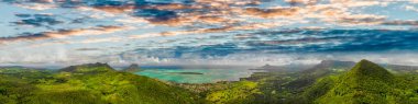 Mauritius Adası, Afrika 'nın inanılmaz panoramik hava manzarası.
