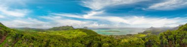 Mauritius Adası, Afrika 'nın inanılmaz panoramik hava manzarası.