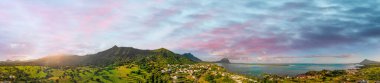 Mauritius Adası, Afrika 'nın inanılmaz panoramik hava manzarası.