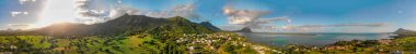 Mauritius Adası, Afrika 'nın inanılmaz panoramik hava manzarası.