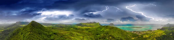 Incrível Vista Panorâmica Aérea Ilha Maurícia Com Tempestade Tropical Aproximando — Fotografia de Stock