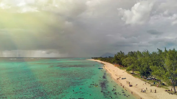 Mauritius Afryka Panoramiczny Widok Lotu Ptaka Plaży Morne — Zdjęcie stockowe