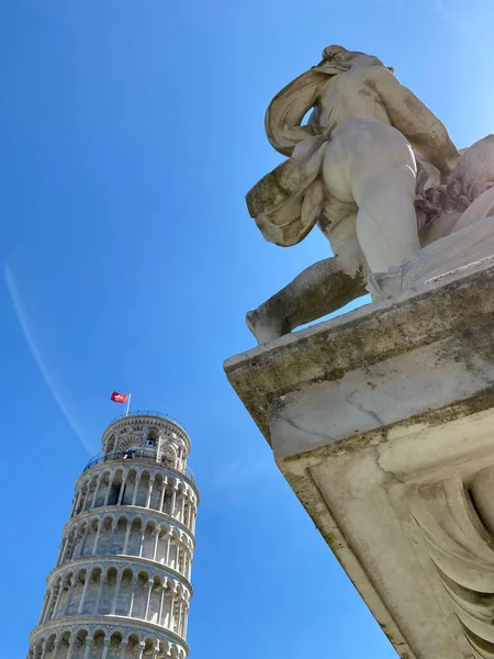 Estatua Cherub Que Encuentra Campo Milagros Pisa Tuscany Famosa Torre —  Fotos de Stock