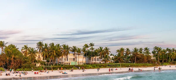 Naples Plage Sable Blanc Eau Turquoise Crépuscule Floride — Photo