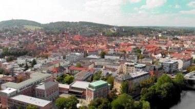 Bamberg yaz mevsiminde, Almanya 'da. İnsansız hava aracından görüntüle