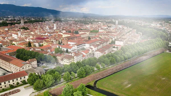 Incredibile Vista Aerea Della Città Medievale Lucca Toscana — Foto Stock