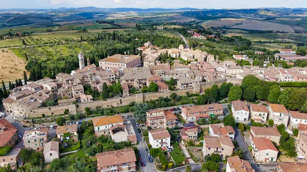 Incredibile Veduta Aerea Della Città Medievale San Quirico Toscana — Foto Stock