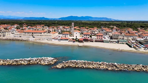 Vista Aérea Incrível Costa Marina Pisa Toscana Costa Italiana Drone — Fotografia de Stock