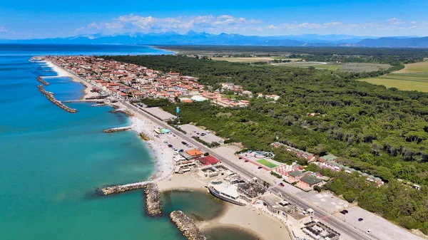 Vista Aérea Incrível Costa Marina Pisa Toscana Costa Italiana Drone — Fotografia de Stock