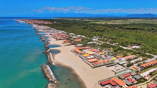 Vista Aérea Incrível Costa Marina Pisa Toscana Costa Italiana Drone — Fotografia de Stock