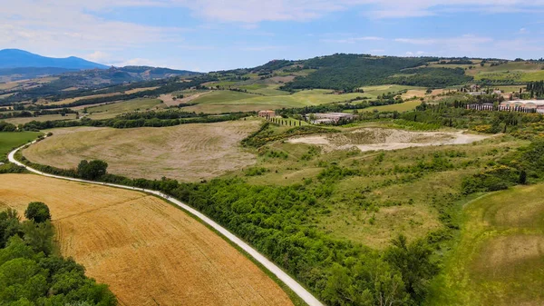 Prachtig Uitzicht Vanuit Lucht Prachtige Toscaanse Heuvels Het Voorjaar Italië — Stockfoto