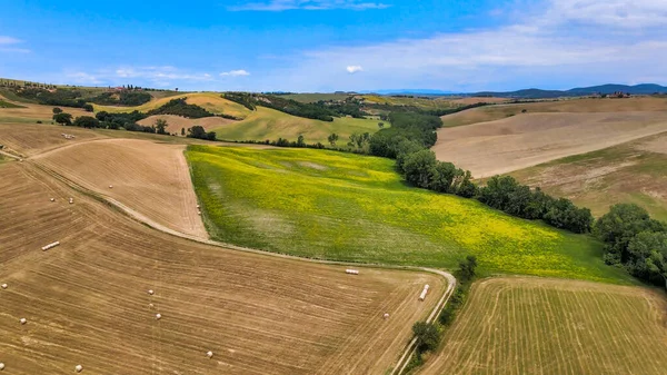 Erstaunliche Luftaufnahme Der Wunderschönen Hügel Der Toskana Frühling Italien — Stockfoto