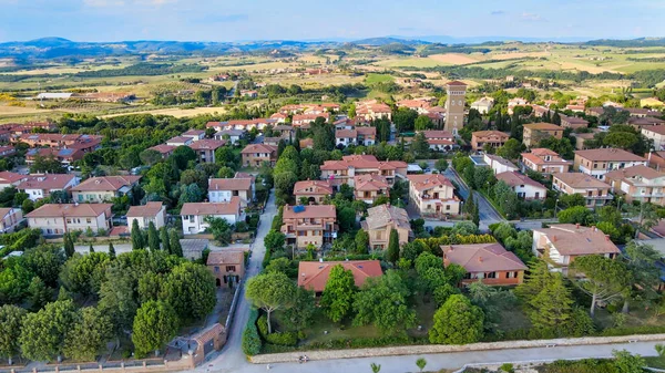 Pienza Toscana Vista Aérea Pôr Sol Famosa Cidade Medieval — Fotografia de Stock