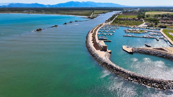 Amazing Aerial View Marina Pisa Coastline Tuscany Italian Shoreline Air — Stock Photo, Image