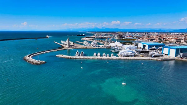 Vue Aérienne Imprenable Sur Littoral Livourne Toscane Leghorn Drone — Photo