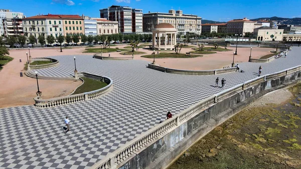 Vista Aérea Incrível Praça Mascagni Leghorn Toscana Costa Italiana Drone — Fotografia de Stock