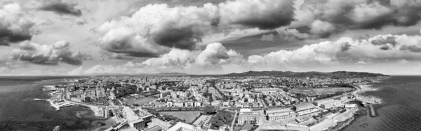 Amazing aerial view of Livorno and Lungomare, famous town of Tuscany. Italian coast from the drone