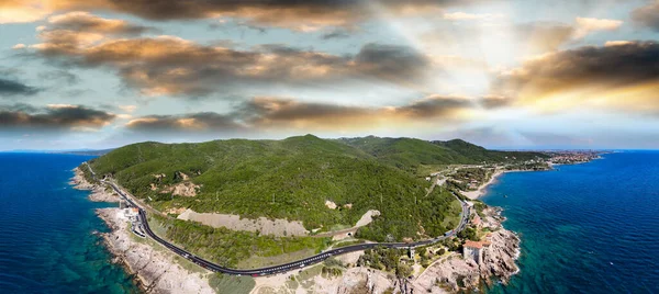 Vista Aérea Incrível Costa Calafúria Toscana Itália — Fotografia de Stock