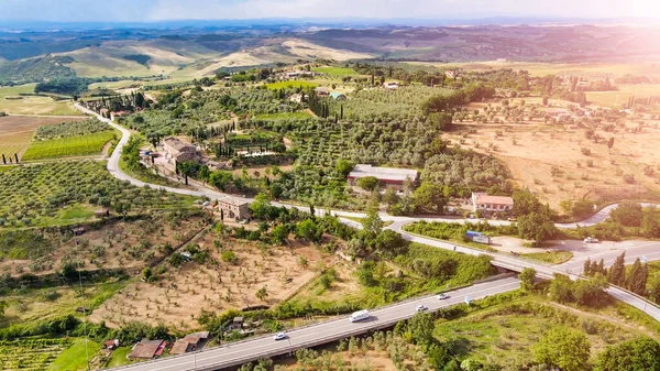 Erstaunliche Luftaufnahme Der Mittelalterlichen Stadt San Quirico Der Toskana Italien — Stockfoto