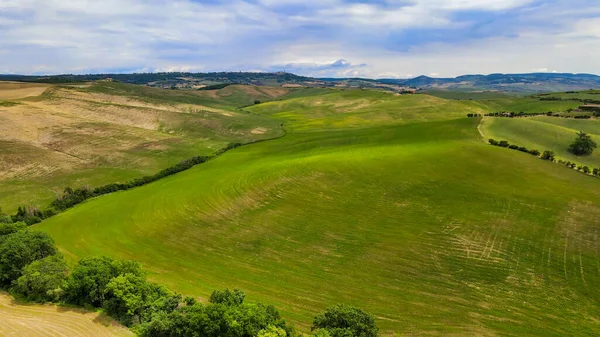 Erstaunliche Luftaufnahme Der Wunderschönen Hügel Der Toskana Frühling Italien — Stockfoto