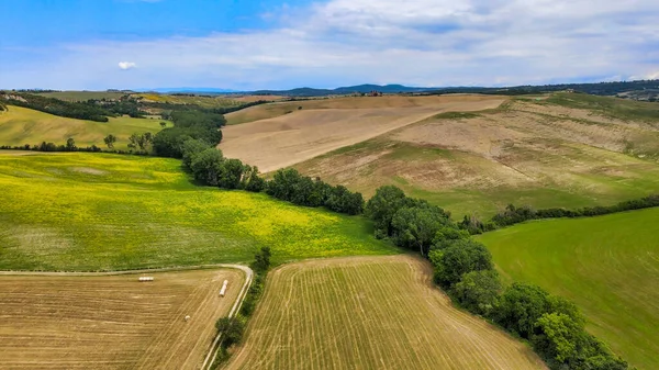 Erstaunliche Luftaufnahme Der Wunderschönen Hügel Der Toskana Frühling Italien — Stockfoto