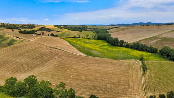 Prachtig Uitzicht Vanuit Lucht Prachtige Toscaanse Heuvels Het Voorjaar Italië — Stockfoto