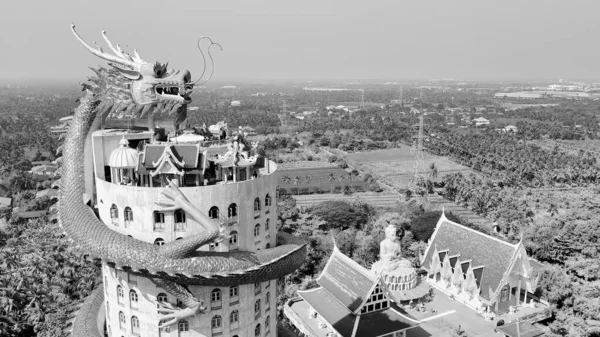 Wat Samphran Tailândia Dezembro 2019 Vista Aérea Famoso Templo Dragão — Fotografia de Stock