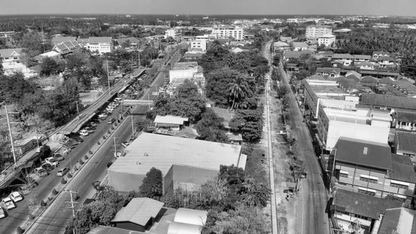 Maeklong Thailand Prosince 2019 Letecký Pohled Železniční Trh Maeklong Panorama — Stock fotografie