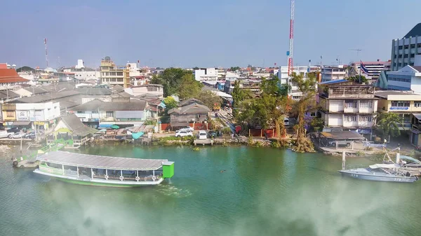 Maeklong Thailand Flod Från Drönare — Stockfoto