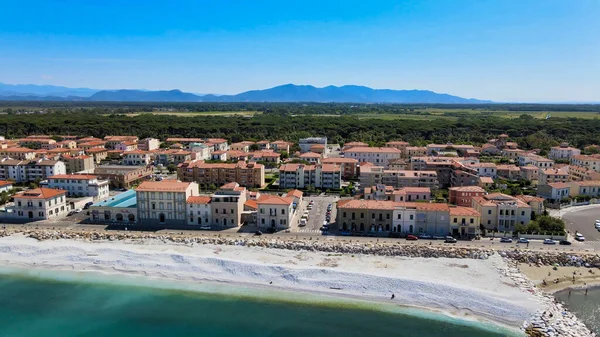 Vista Aérea Incrível Costa Marina Pisa Toscana Linha Costeira Italiana — Fotografia de Stock