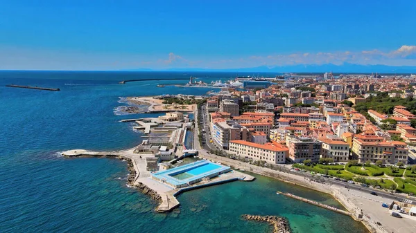 Incredibile Vista Aerea Della Costa Livornese Toscana Livorno Dal Drone — Foto Stock