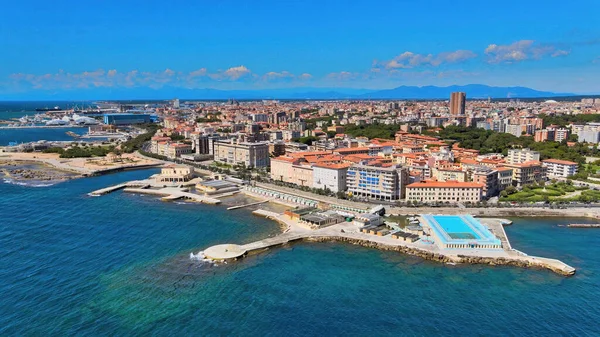 Livorno Kıyı Şeridinin Muhteşem Hava Manzarası Toskana Dan Leghorn — Stok fotoğraf