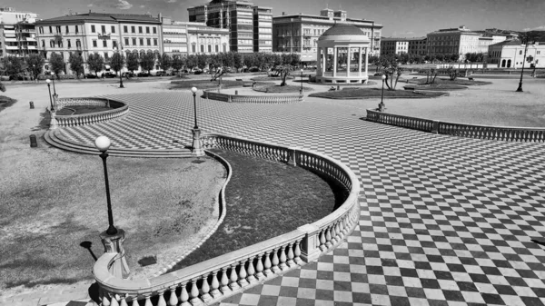 Vista Aérea Incrível Praça Mascagni Leghorn Toscana Costa Italiana Drone — Fotografia de Stock