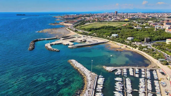 Vista Aérea Incrível Costa Livorno Toscana Leghorn Drone — Fotografia de Stock