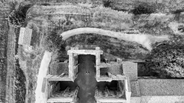 Καταπληκτική Εναέρια Άποψη Του Όμορφου San Galgano Abbey Στεγασμένους Τοίχους — Φωτογραφία Αρχείου