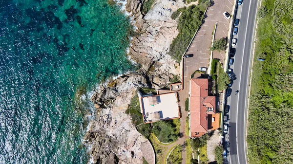 Niesamowity Widok Lotu Ptaka Wybrzeże Livorno Toskania Leghorn Drona — Zdjęcie stockowe