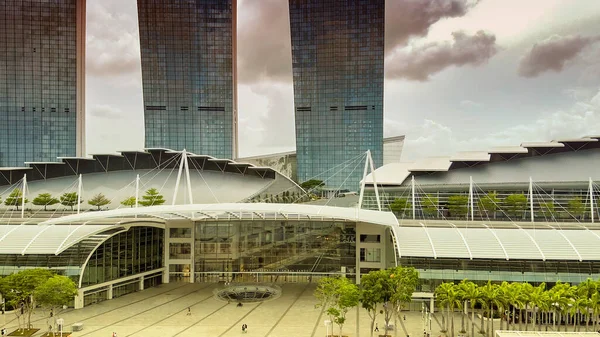 Singapore Januari 2020 Flygfoto Över Marina Bay Område Med Skyskrapor — Stockfoto