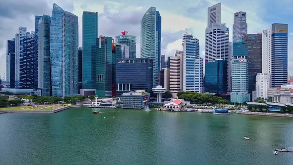 Singapore January 2020 Aerial View Marina Bay Area Skyscrapers — Stock Photo, Image