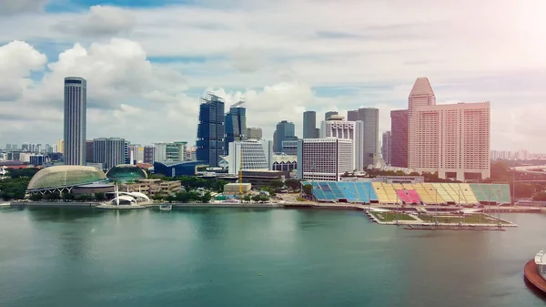 Singapore Januari 2020 Luchtfoto Van Marina Bay Area Met Wolkenkrabbers — Stockfoto