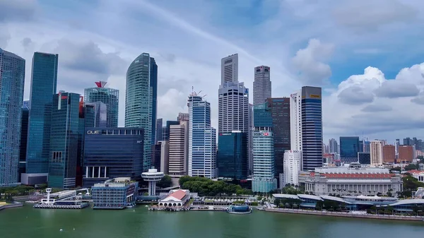 Singapore January 2020 Aerial View Marina Bay Area Skyscrapers — Stock Photo, Image